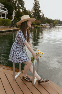 Navy Cross-Stitch Embroidery Florence Dress