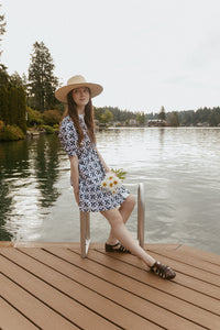 Navy Cross-Stitch Embroidery Florence Dress