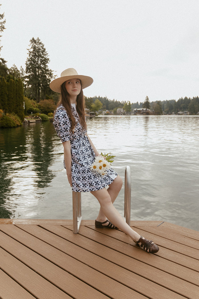 Navy Cross-Stitch Embroidery Florence Dress
