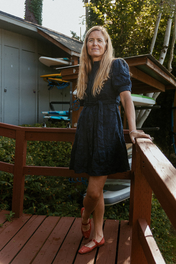 Navy Embroidery Florence Dress