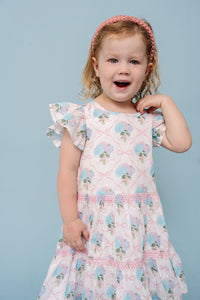 Hydrangeas with Bows Girls Twirl Dress