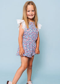 Confetti Ruffle Eyelet sleeves T-shirt