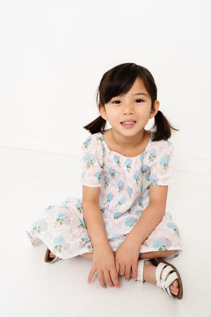 Hydrangeas with Bows Girls Mirrorball Dress