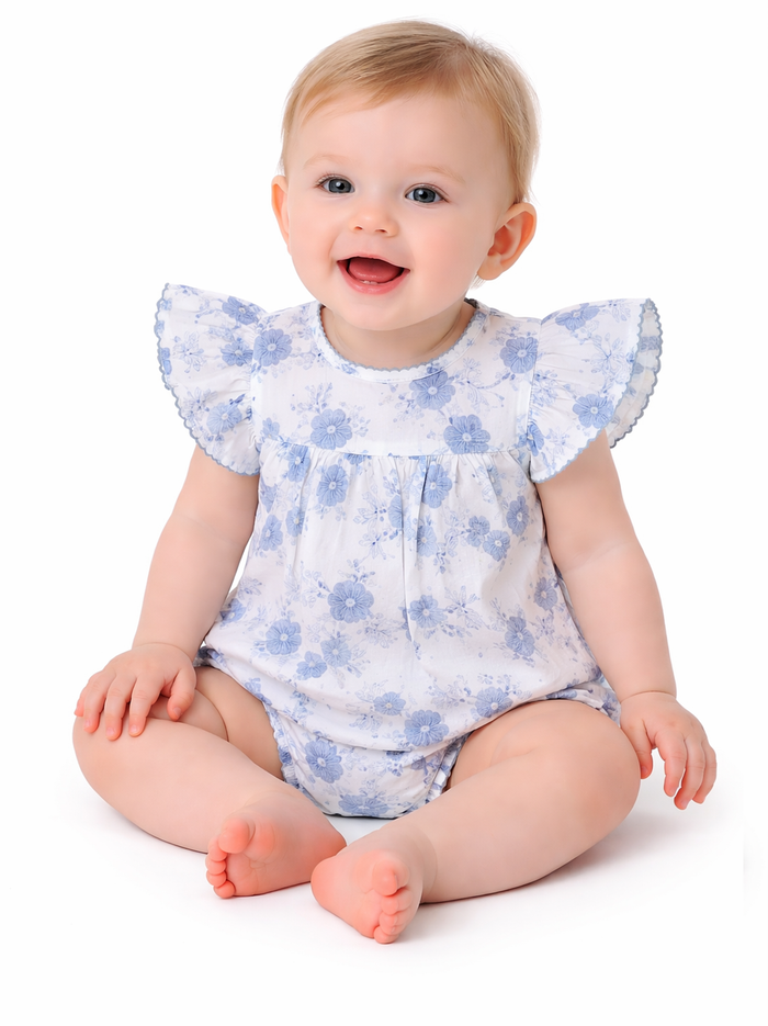 Blue Embroidered Florals Maeve Bubble