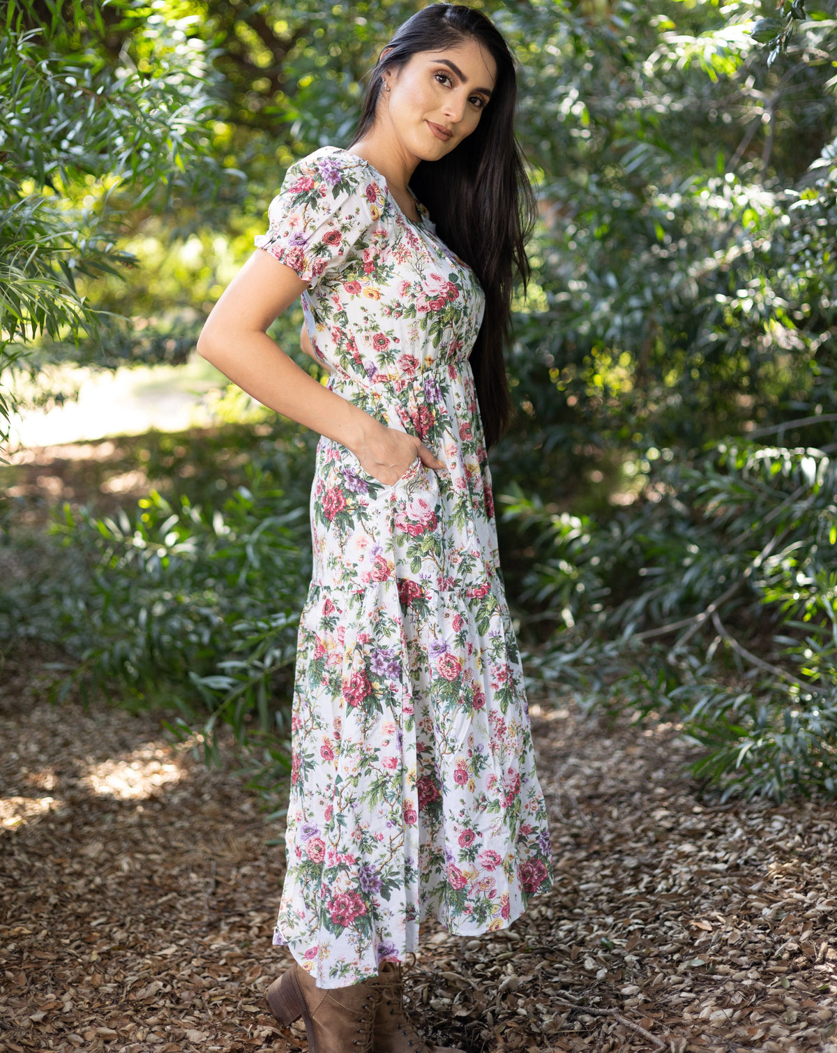 Sarah Vintage Floral Dress - Side