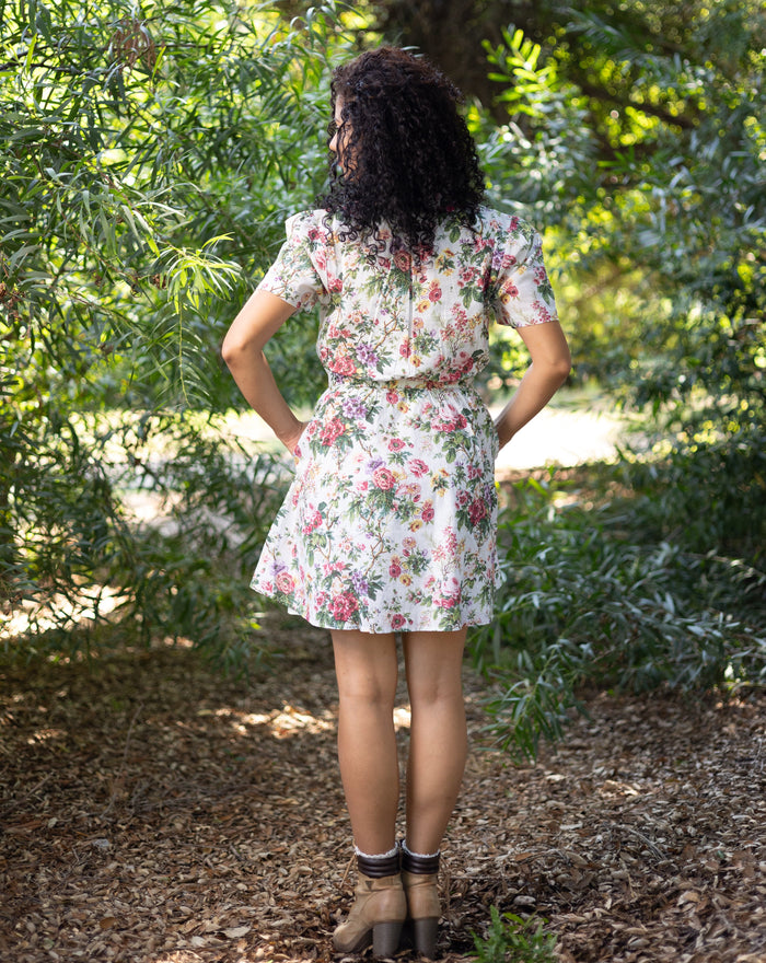 Nancy Vintage Floral Short Dress - Back