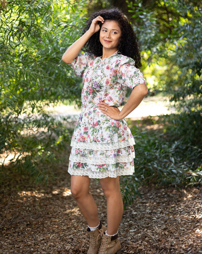 Scarlett Vintage Floral Mini Skirt - Front