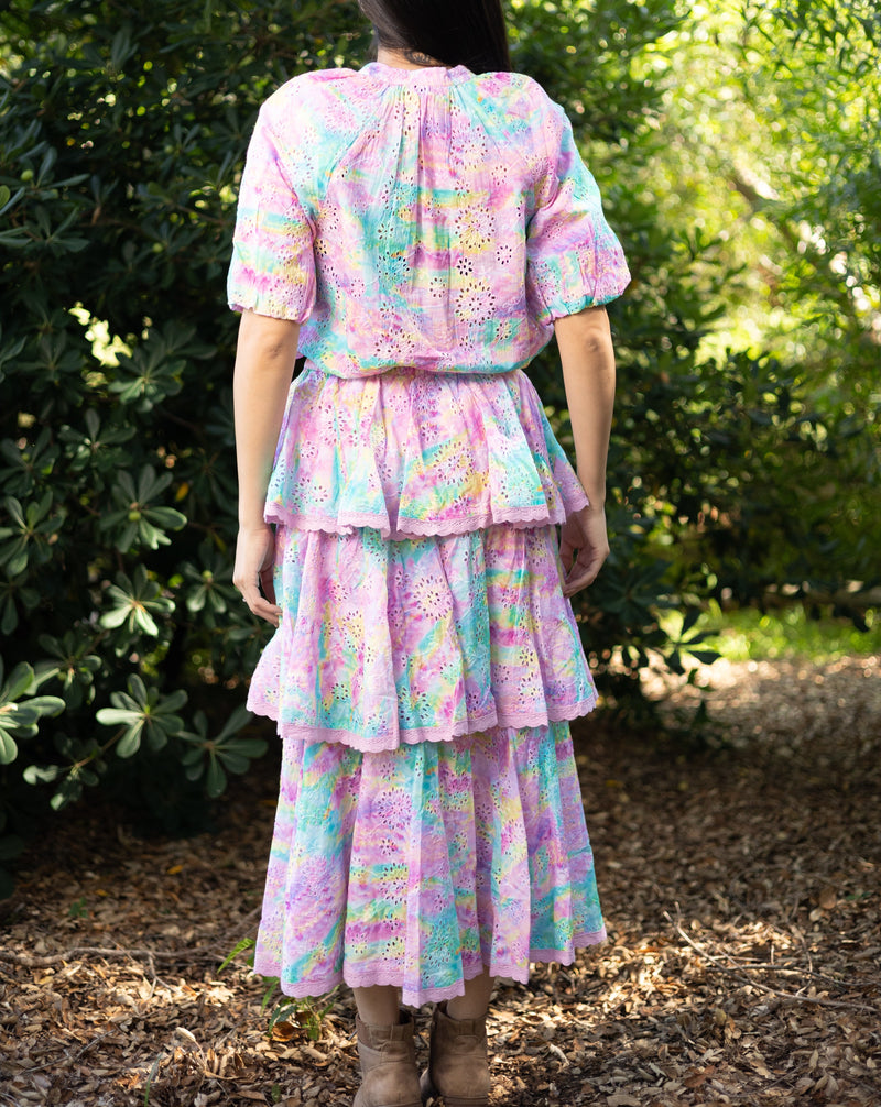 Celeste Rainbow Floral Skirt - Back