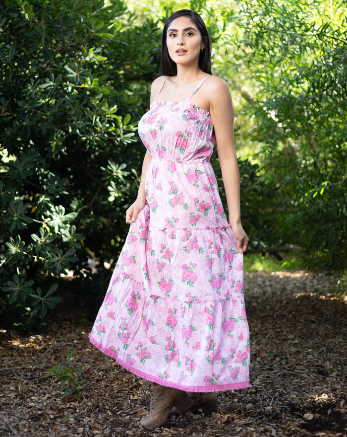 Jessica Pink Camellia Slip Dress - Front