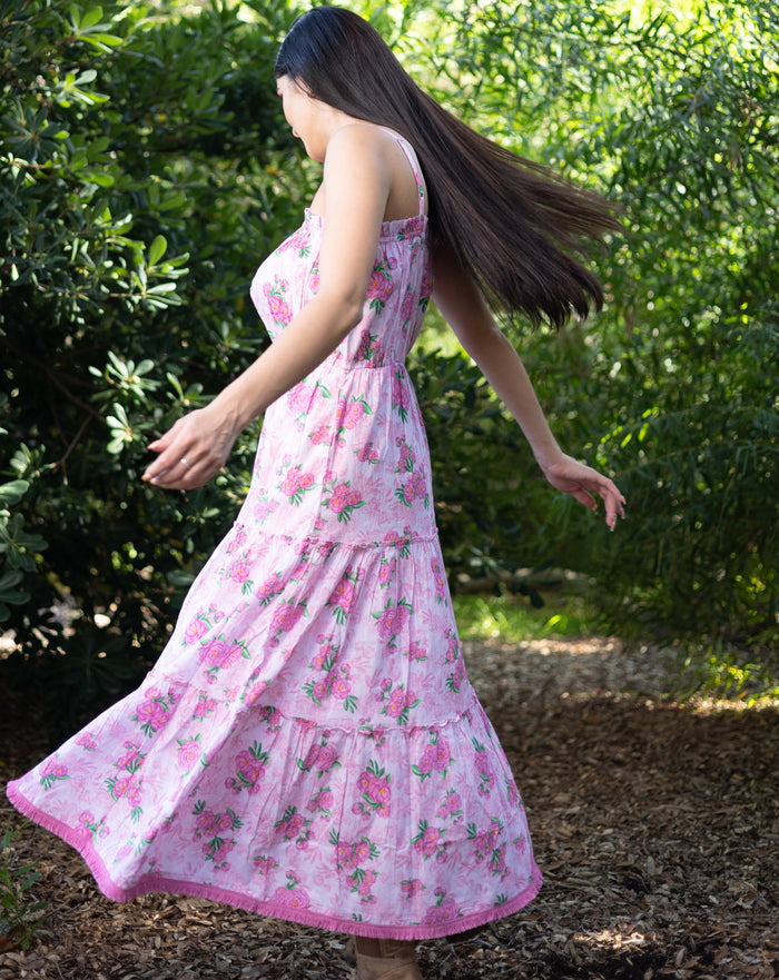 Jessica Pink Camellia Slip Dress - Side