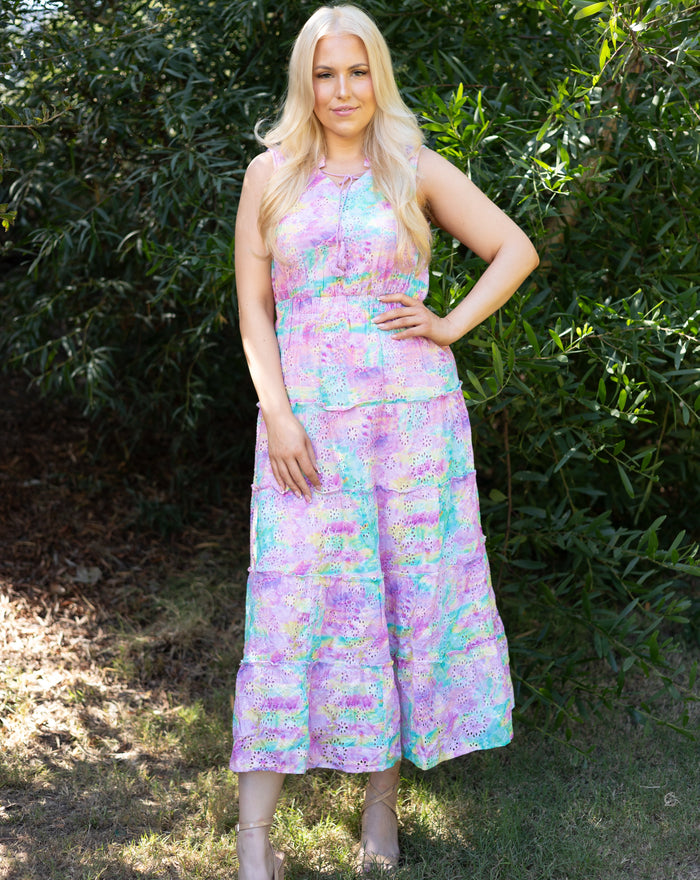 Rainbow Eyelet Dress