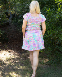 Iris Rainbow Floral Short Skirt - Back