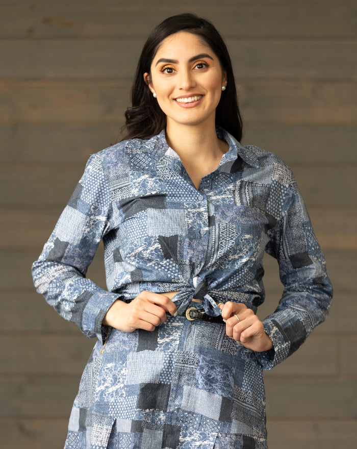Patch Print Button-Down Shirt