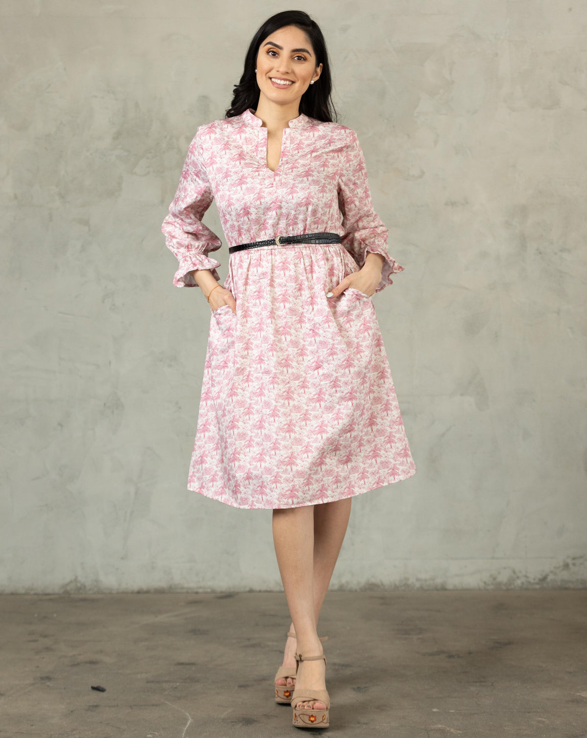 Toile Print Midi Dress