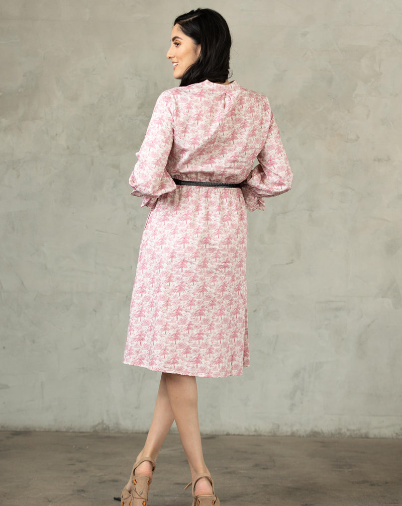 Ruffle Sleeve Midi Dress