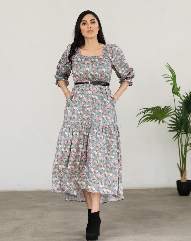 Sarah Fall Floral Printed Dress