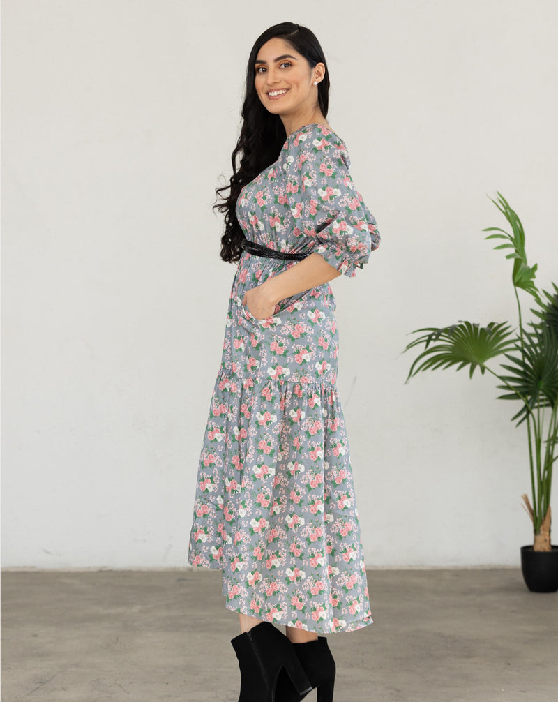 Sarah Fall Floral Printed Dress