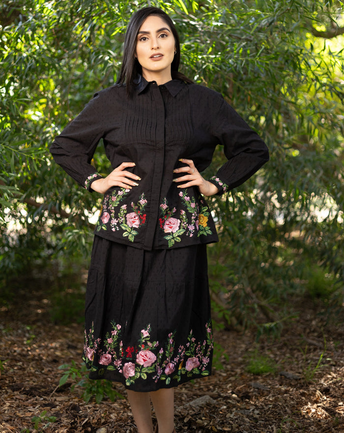 Embroidered Roses Skirt