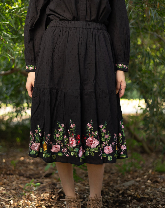 Hillary Embroidered Roses Skirt - front