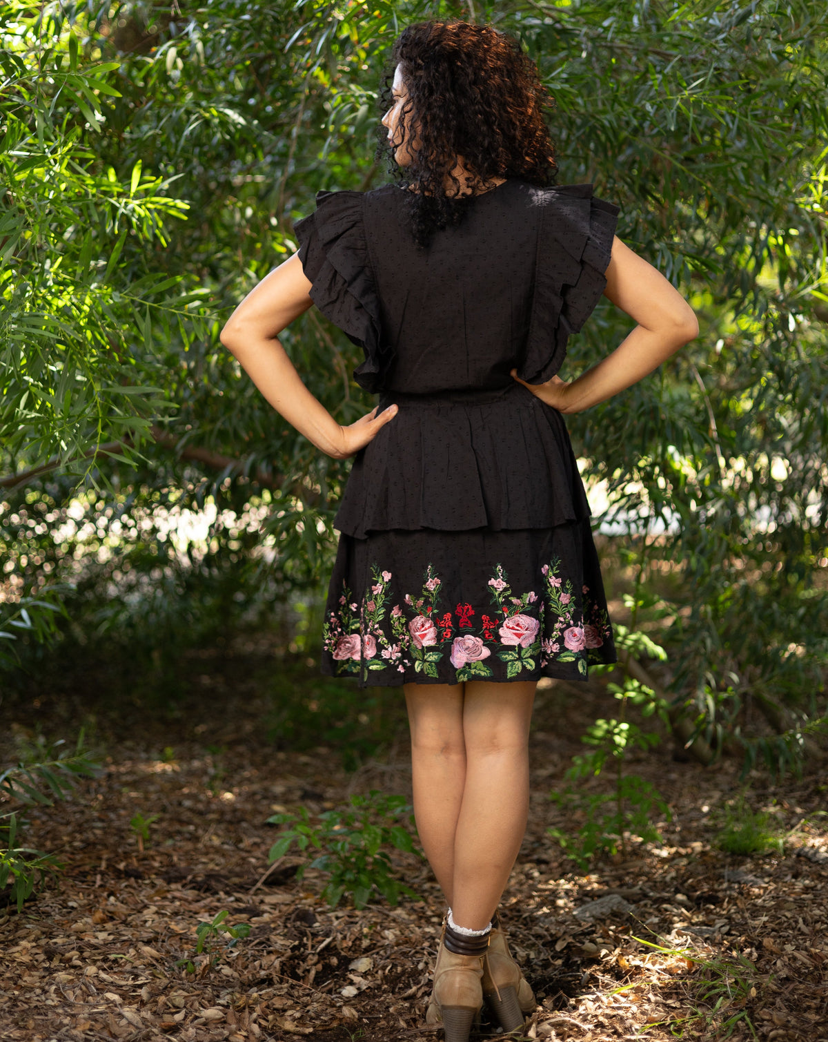 Taylor Embroidered Roses Skirt - Back