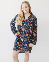 Sara Navy Floral Women's Night Shirt