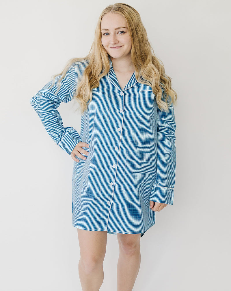 Sara Ocean Stripe Women's Night Shirt