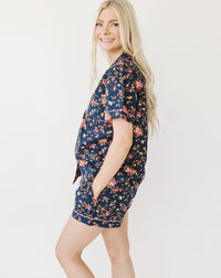 Lilly Navy Floral Women's Short Sleeve Shirt & Shorts Set