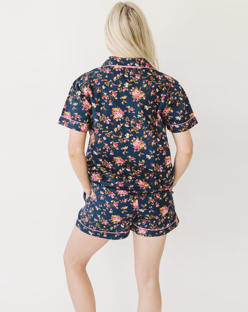 Lilly Navy Floral Women's Short Sleeve Shirt & Shorts Set