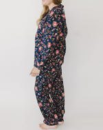 Myra Navy floral Women's Long Sleeve Shirt & Pajama Set