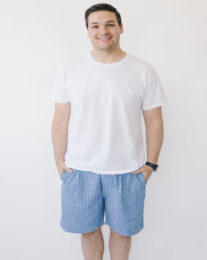 Blue Houndstooth Shorts