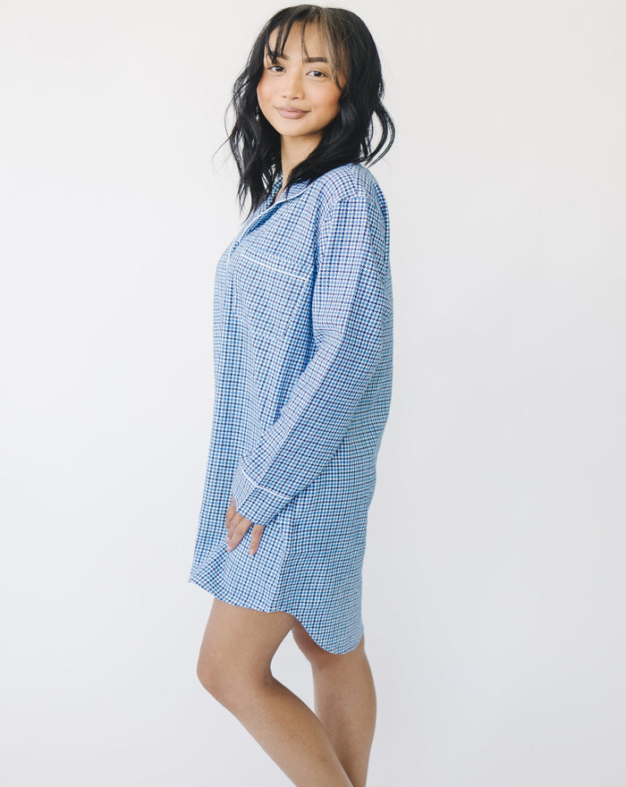Sara Blue Houndstooth Women's Night Shirt