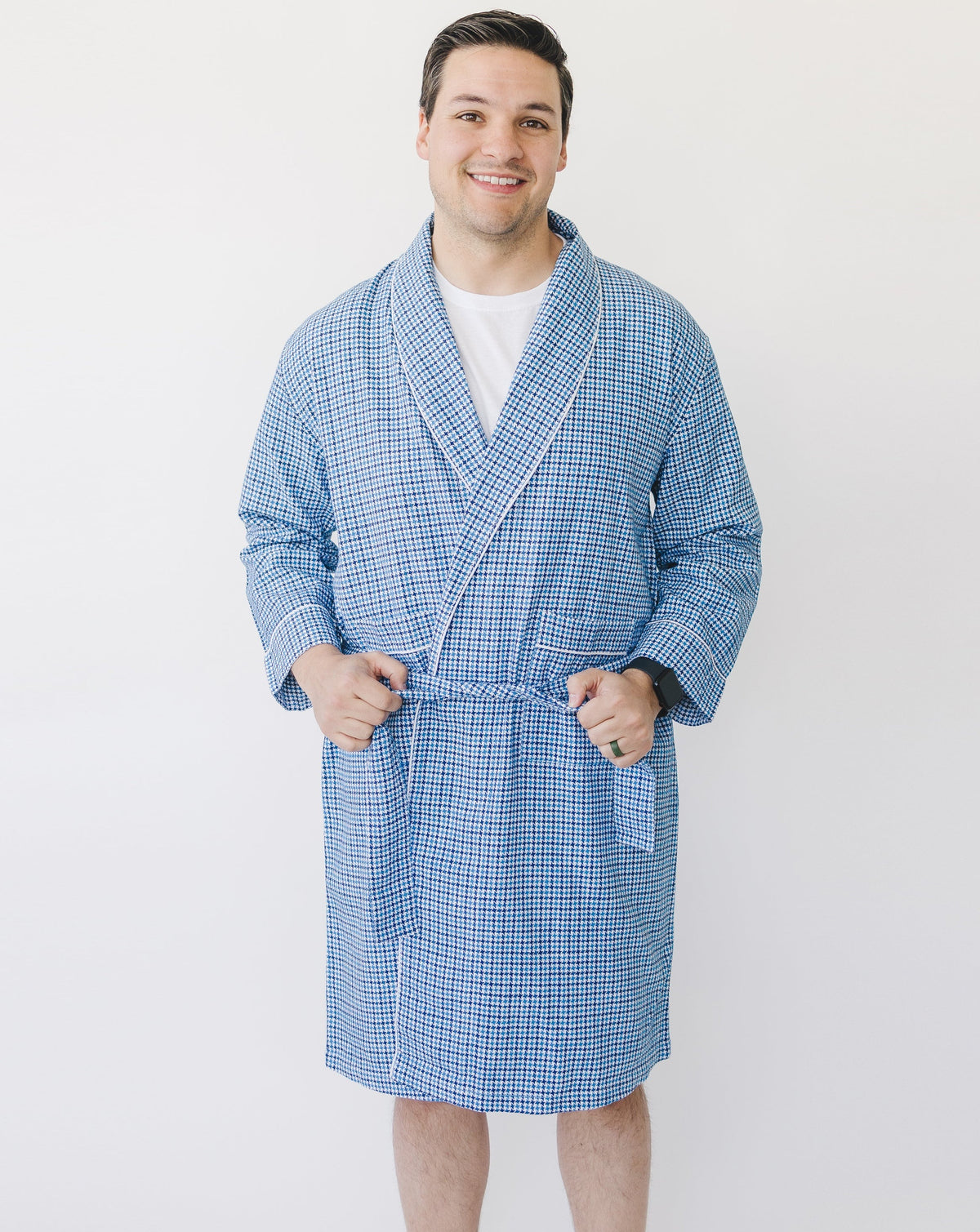 Walter Blue Houndstooth Men’s Robe