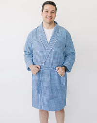 Walter Blue Houndstooth Men’s Robe