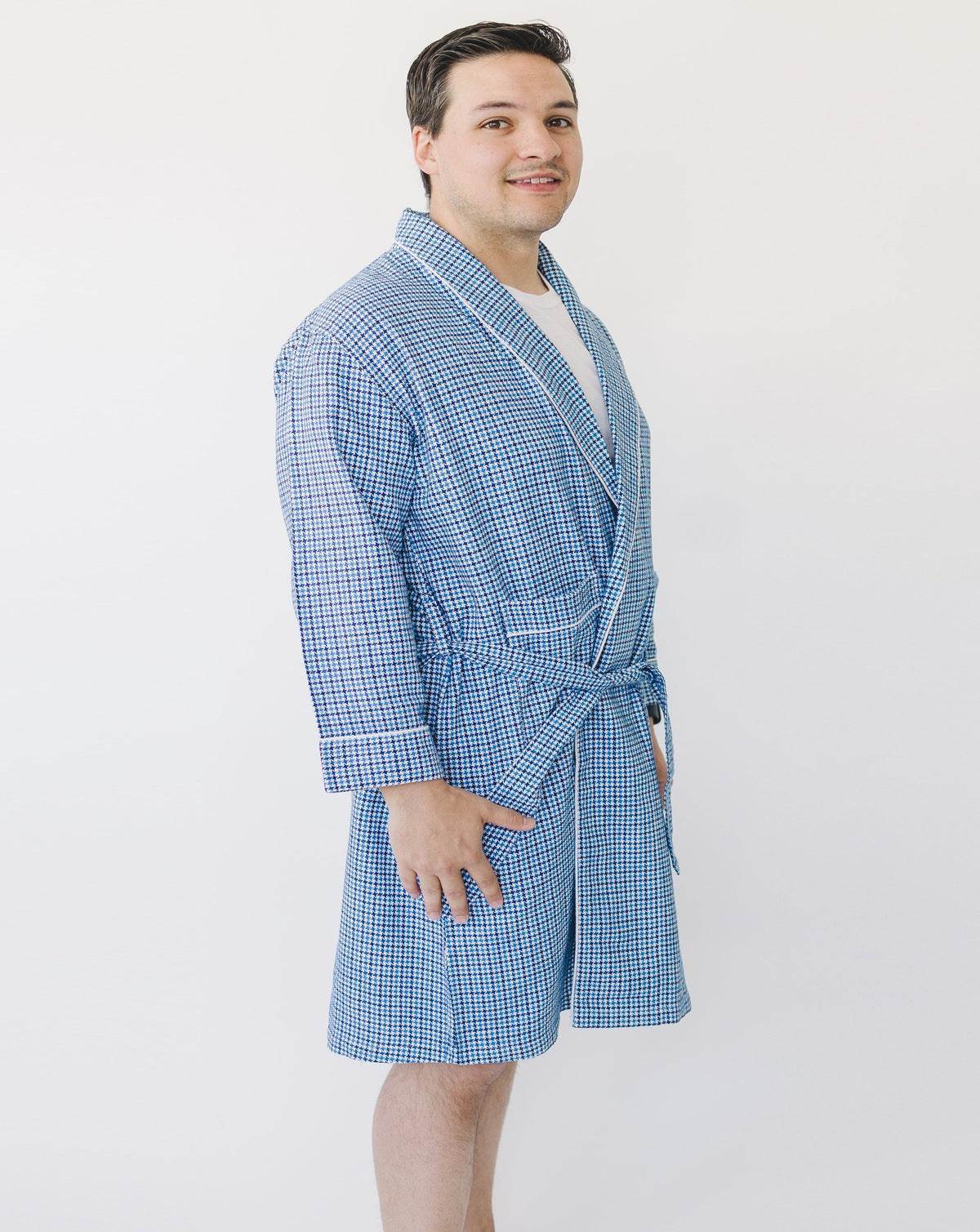 Walter Blue Houndstooth Men’s Robe