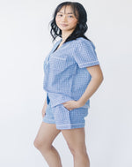 Lilly Blue Houndstooth Women's Short Sleeve Shirt & Shorts Set