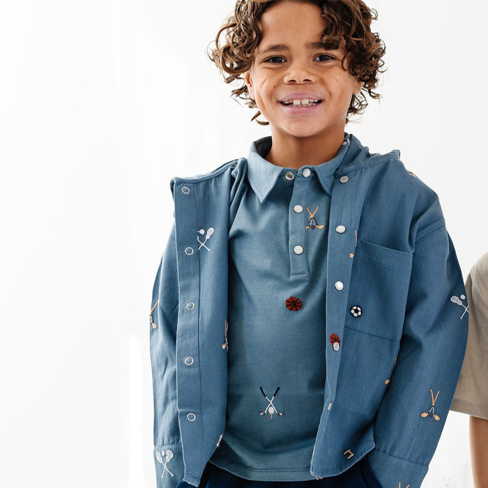 Sports Embroidery Shacket