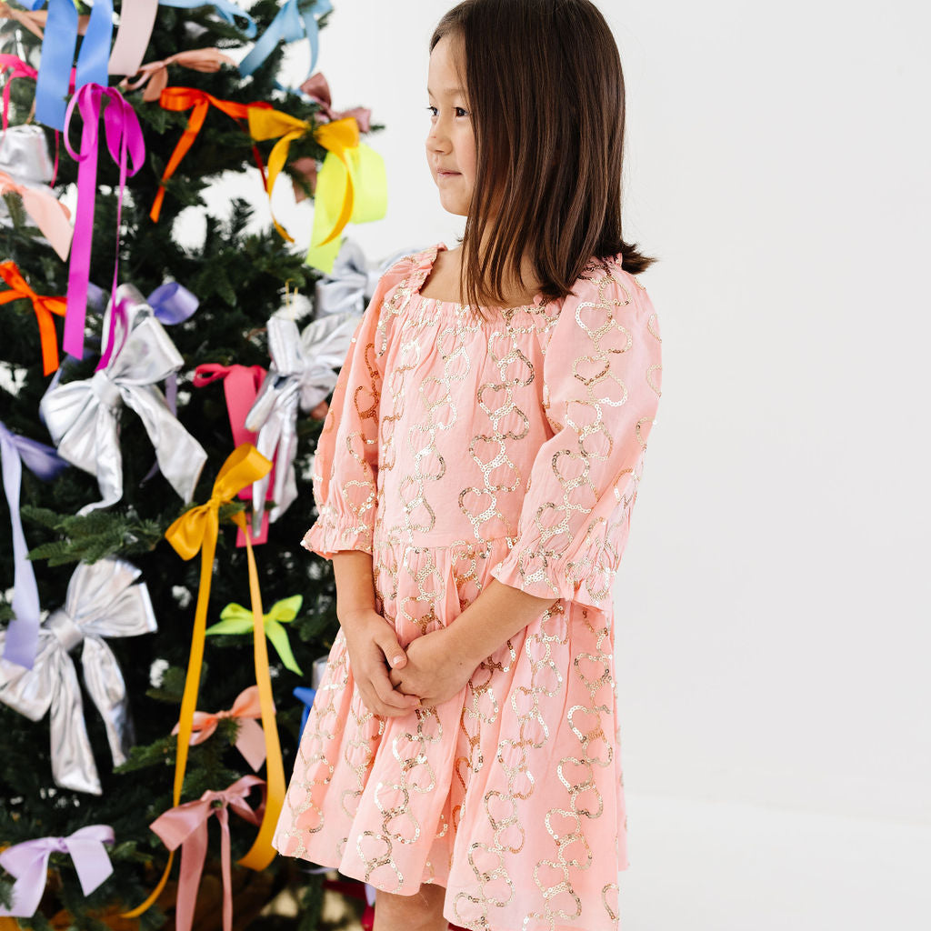 Pink Hearts Sequin Charlotte Dress