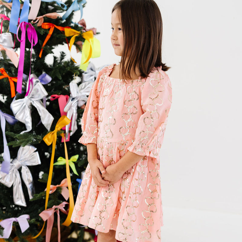 Pink Hearts Sequin Charlotte Dress