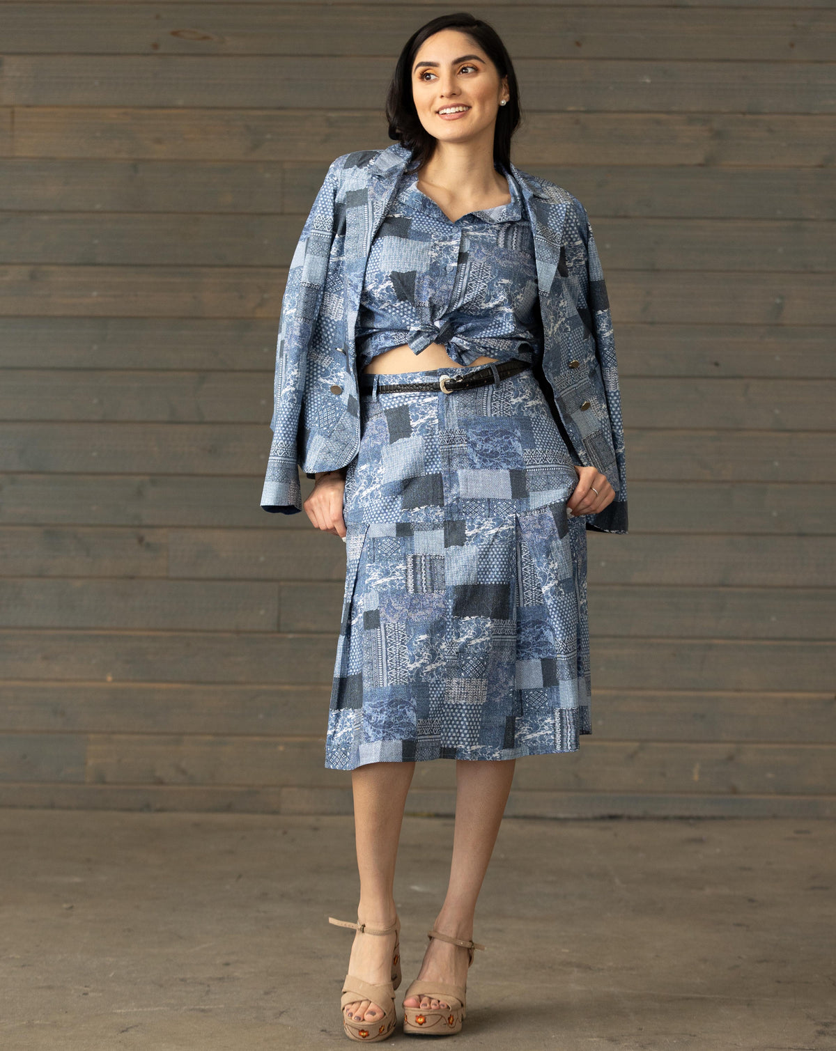 Patch Print Cotton Skirt
