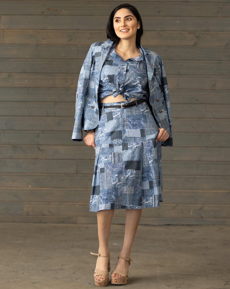 Patch Print Cotton Skirt
