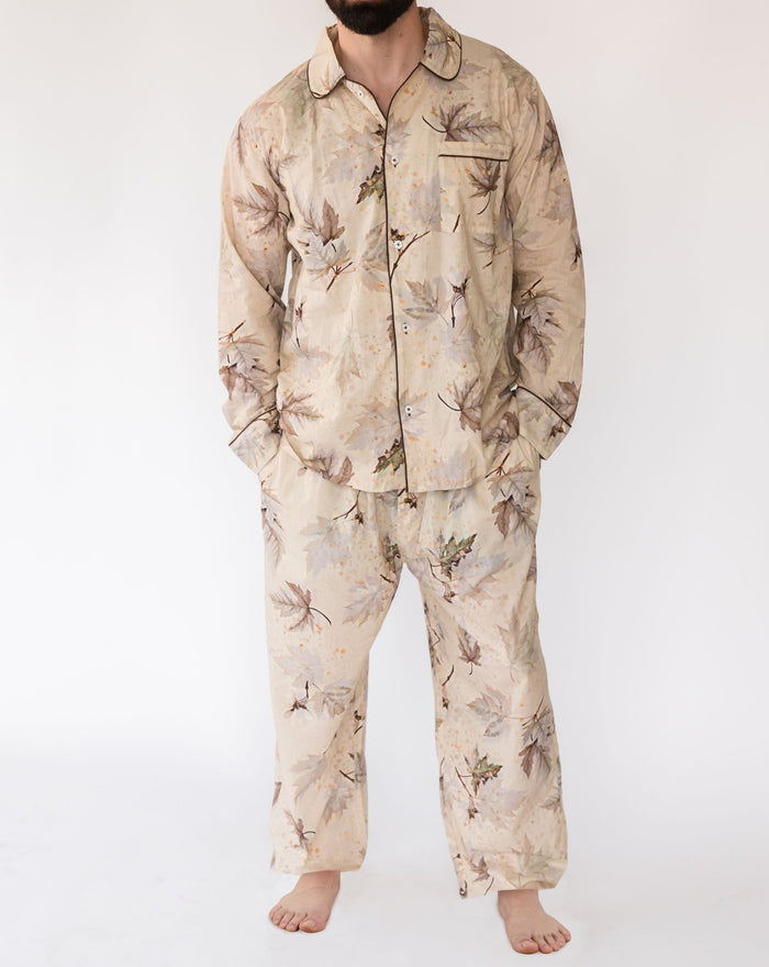 Men's Maple Print Shirt & PJ Set - Front