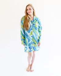 Sara Blue Tie-Dye Print  Women's Night Shirt