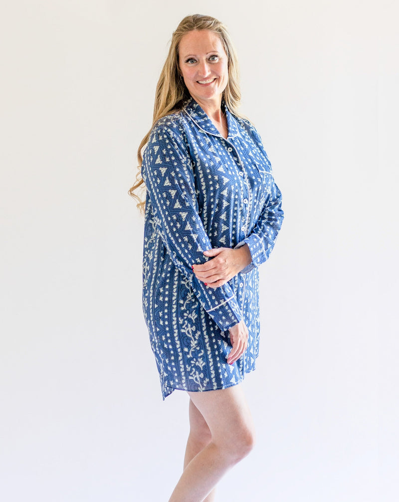 Sara Indigo Print  Women's Night Shirt