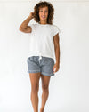 Women's Holiday Navy Gingham shorts - Front