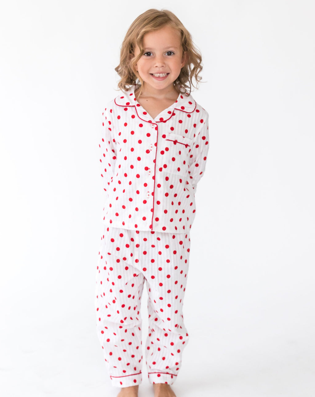 Girl's Classic Seersucker dot shirt and pants - Front