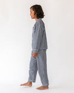Kid's Holiday Navy Gingham Shirt & PJ Set - Side