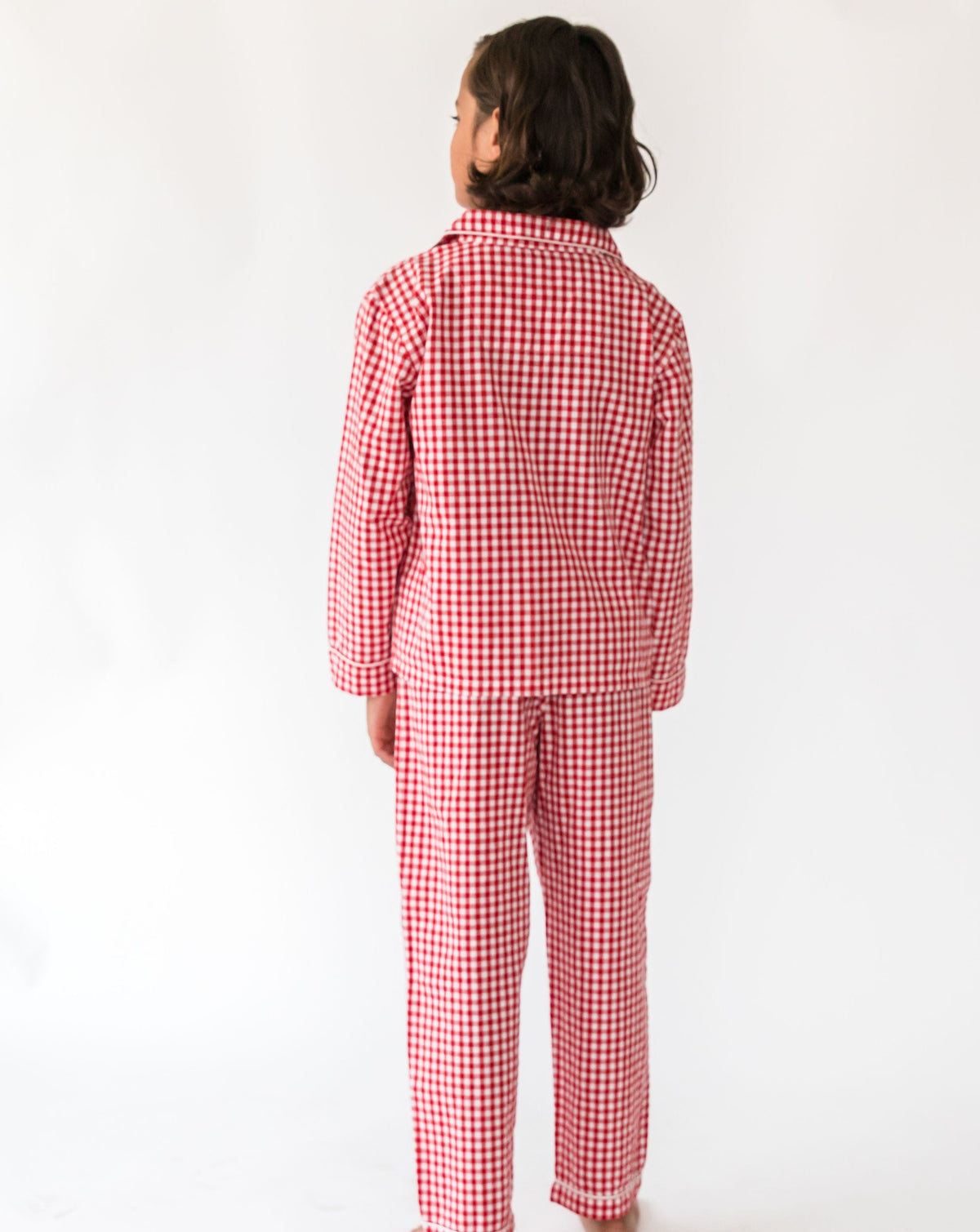 Kid's Holiday Red Gingham Shirt & PJ Set - Back