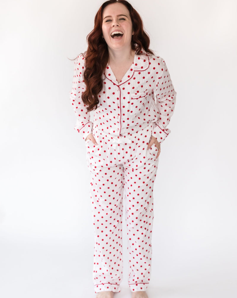 Women's Classic Seersucker dot shirt and pants - Front