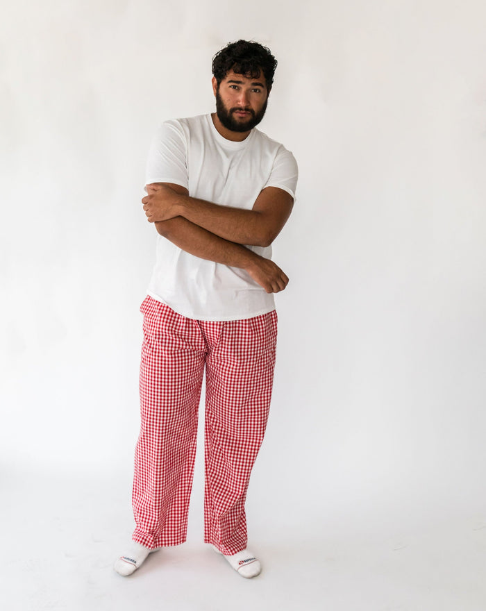 Men's Holiday Red Gingham PJ Pant - Front