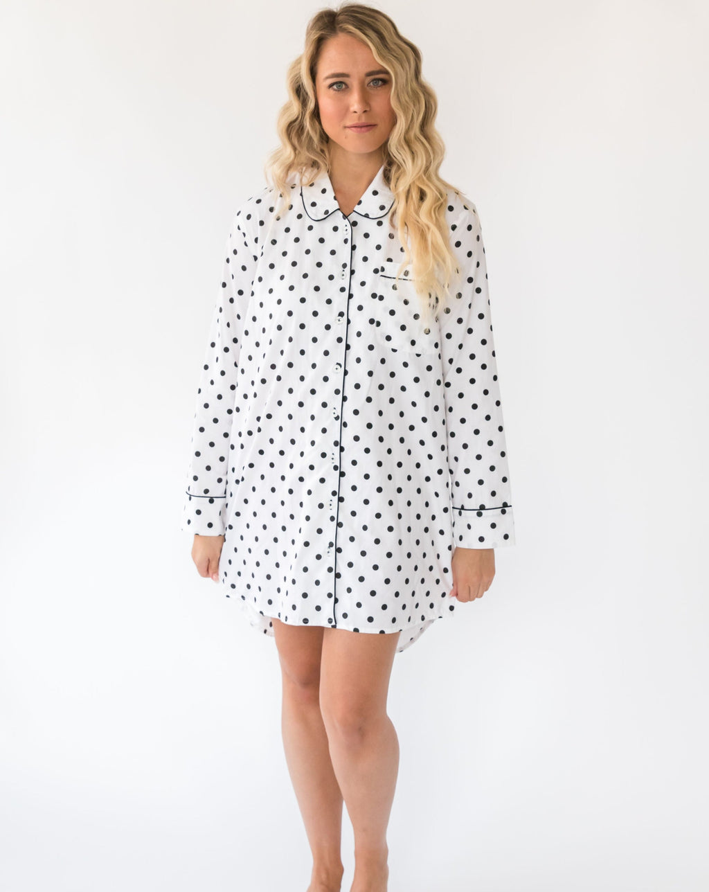 Women's Classic Dot Night Shirt - Front